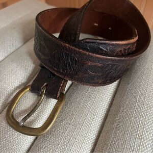 Vintage Don Hume Brass Leather Pinecone Belt
